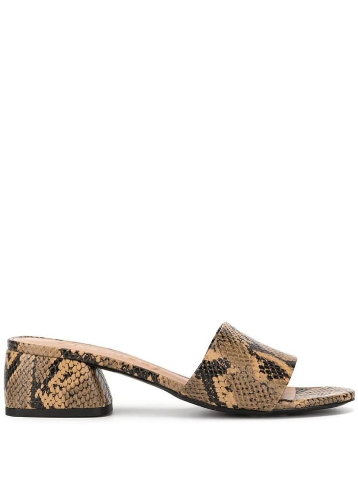 Vicenza Snakeskin-effect Mules - Brown