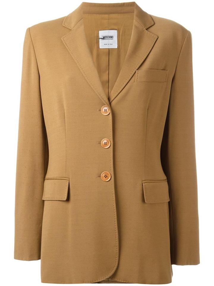 Moschino Vintage Button Front Blazer Jacket - Nude & Neutrals