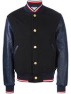 Thom Browne Varsity Bomber Jacket, Men's, Size: 0, Blue, Cashmere/calf Leather/cupro