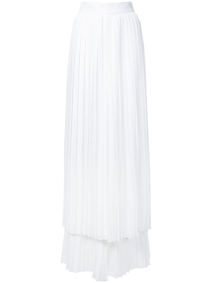 Sara Battaglia - Pleated Layered Trousers - Women - Polyester - 44, White, Polyester