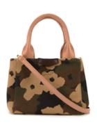 Muveil Camouflage Print Tote, Women's, Brown, Cotton/leather/rayon