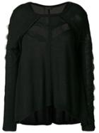 Twin-set Lace Detail Flared Sweater - Black