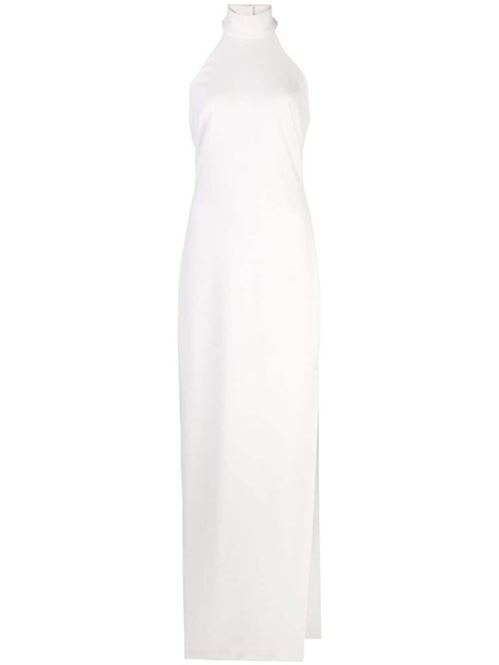 Badgley Mischka Halterneck Evening Dress - White