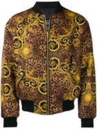 Versace Jeans Couture Baroque Leopard Bomber Jackets - Black