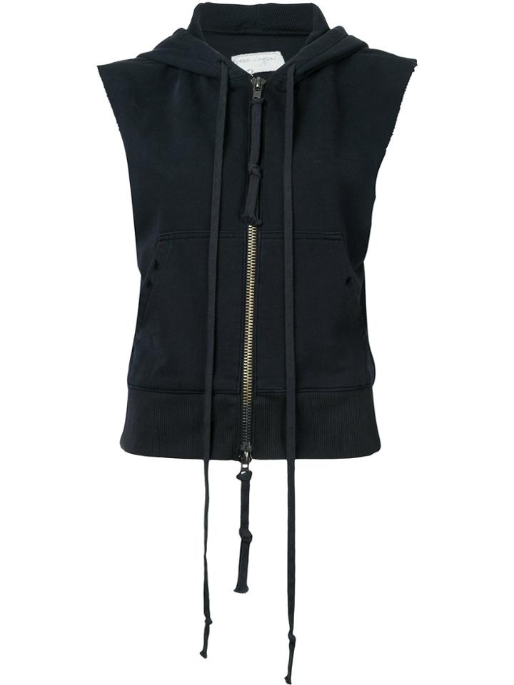 Greg Lauren Sleeveless Zip Hoodie - Black