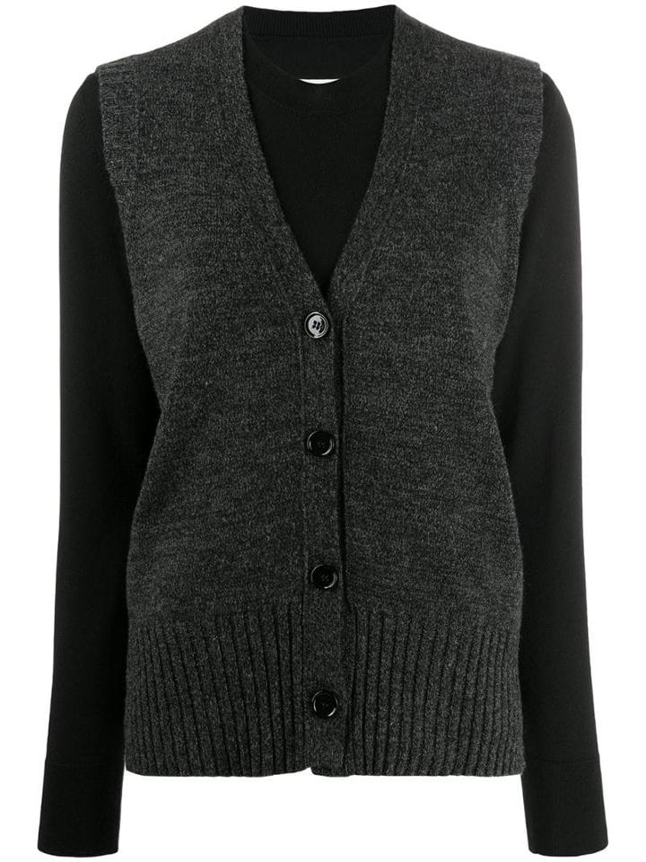 Mm6 Maison Margiela Layered Vest Jumper - Black