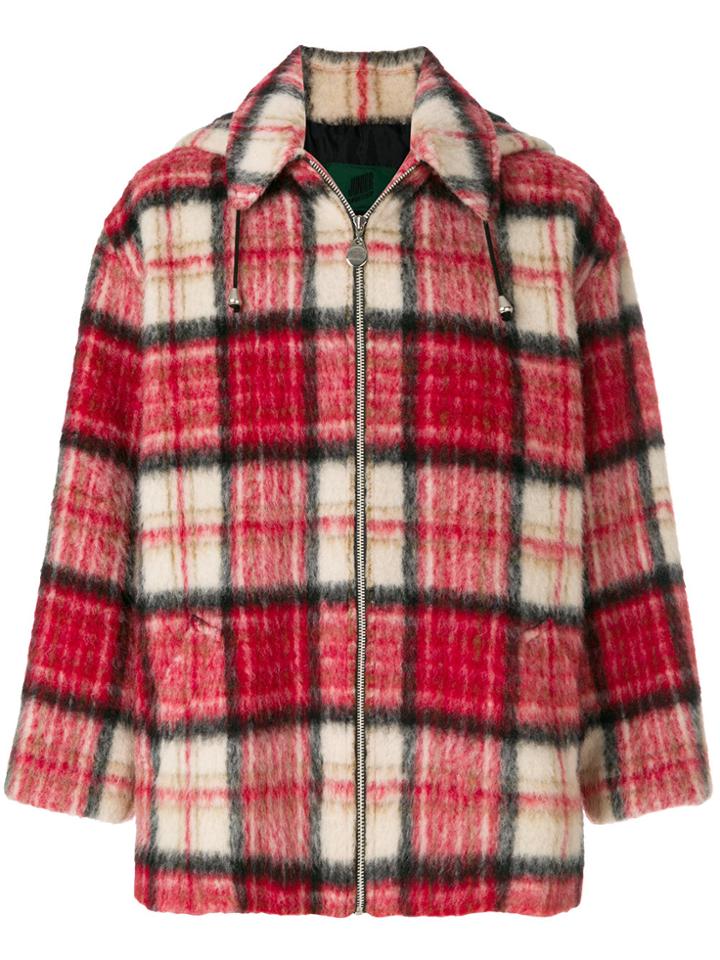 Jean Paul Gaultier Vintage Plaid Hooded Coat - Red