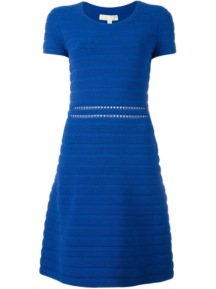 Michael Michael Kors Ribbed Dress, Women's, Size: Xl, Blue, Viscose/nylon/spandex/elastane