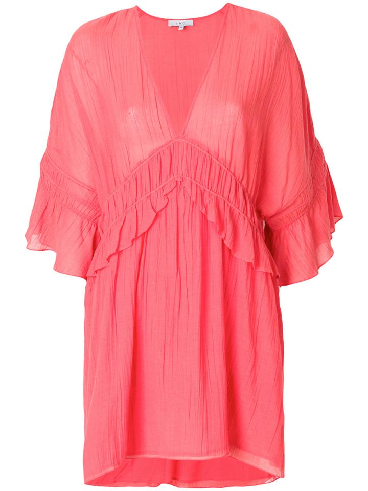 Iro Ruffled Sleeves Mini Dress - Pink & Purple