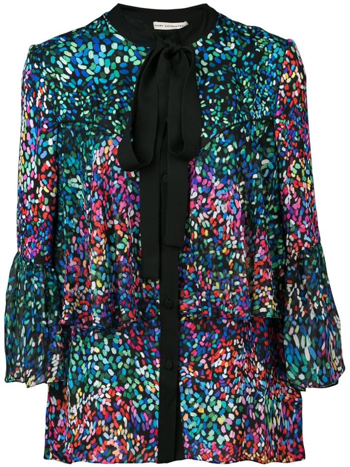 Mary Katrantzou Milana Top Printed Georgette Forest - Black