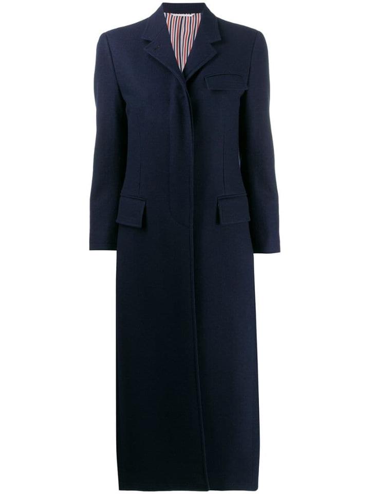 Thom Browne Melton Wool Elongated Chesterfield - Blue