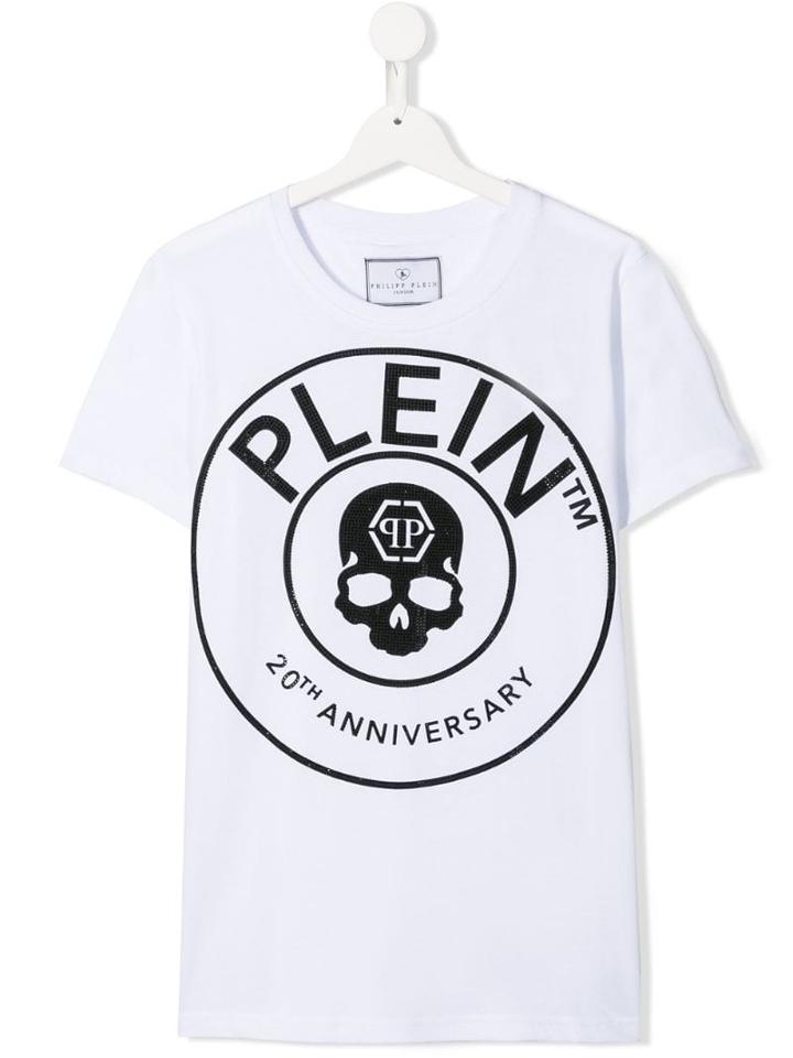Philipp Plein Junior Embellished Printed Logo T-shirt - White