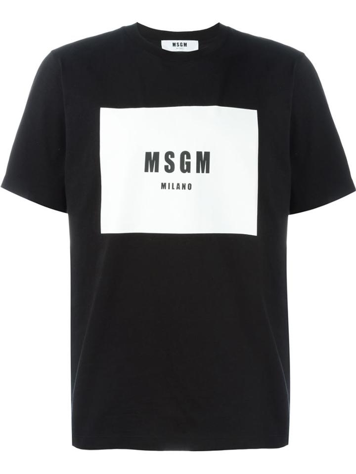 Msgm Logo Print T-shirt, Men's, Size: Xl, Black, Cotton