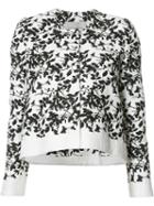 Carolina Herrera Floral Pattern Cropped Jacket, Women's, Size: 6, White, Acetate/polyester/cotton/viscose