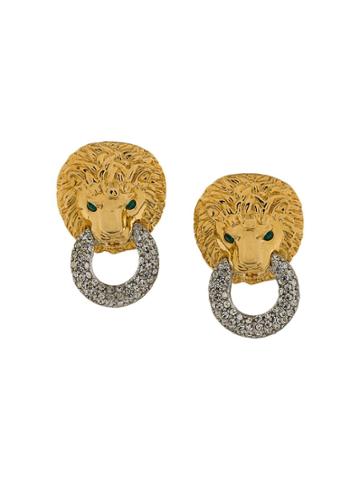 Susan Caplan Vintage 1980s Kenneth Jay Lane Lion Head Embellished