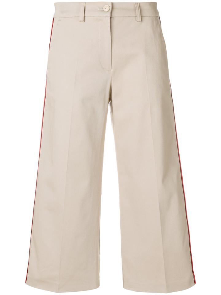 Pinko Side Stripe Cropped Trousers - Nude & Neutrals