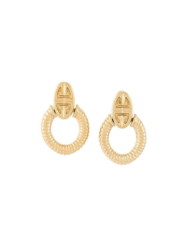 Givenchy Vintage Pendant Loop Earrings, Women's, Metallic