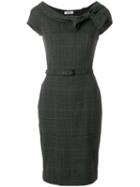 Moschino Pre-owned Plaid Belted Fitted Dress - Grey