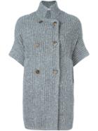 Brunello Cucinelli Double-breasted Knitted Cardigan, Women's, Size: Medium, Grey, Silk/polyamide/cashmere/virgin Wool