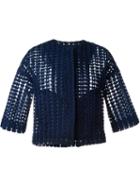 P.a.r.o.s.h. Crocheted Cropped Jacket, Women's, Blue, Polyester