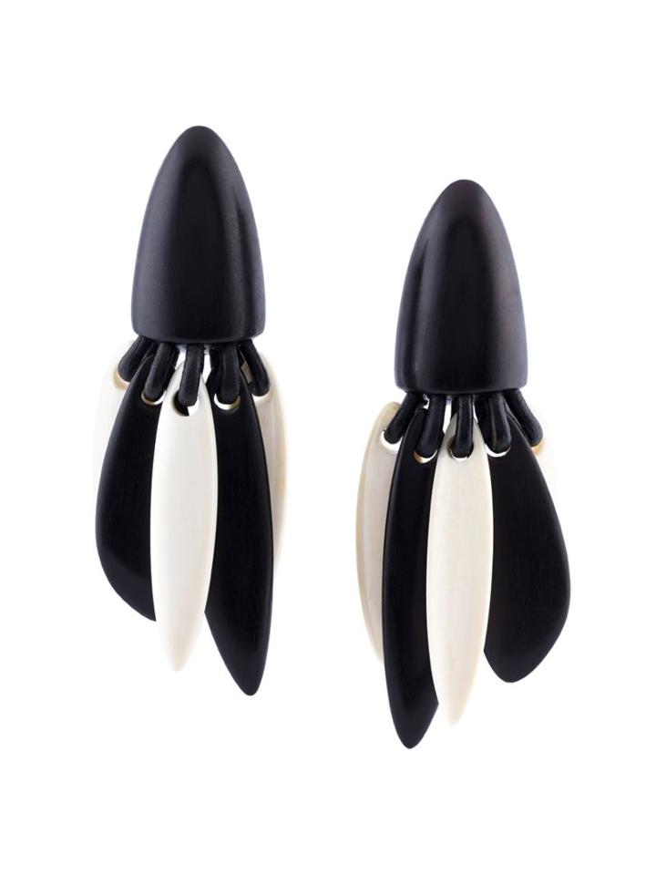 Monies Linked Shard Tassel Clip On Earrings, Women's, Black