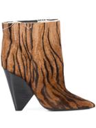 Saint Laurent Tiger Print Boots - Brown