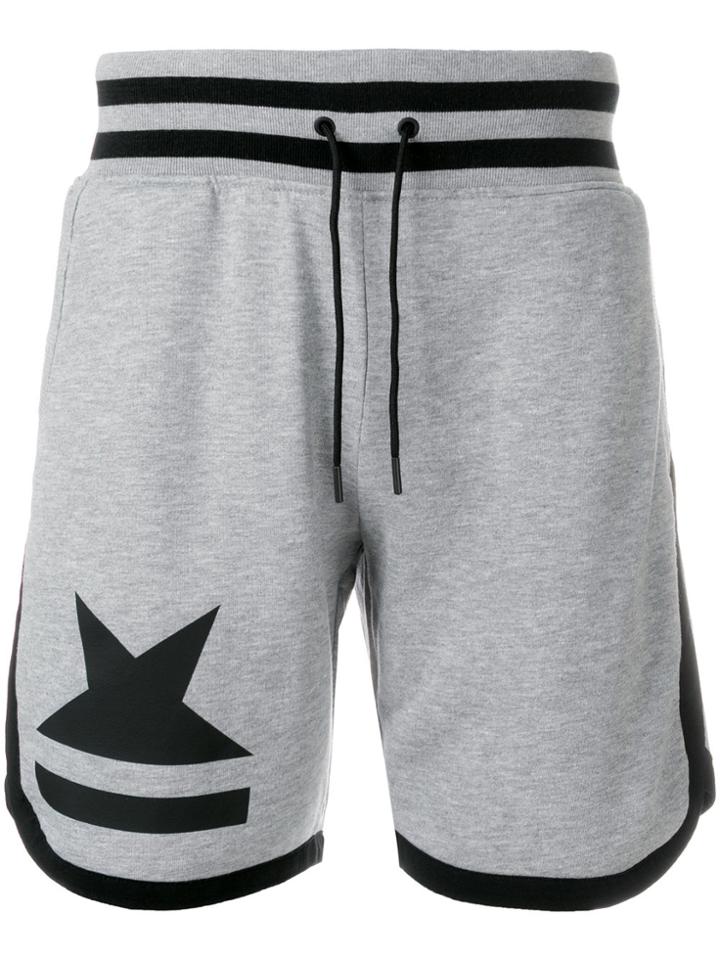 Hydrogen Star Print Track Shorts - Grey