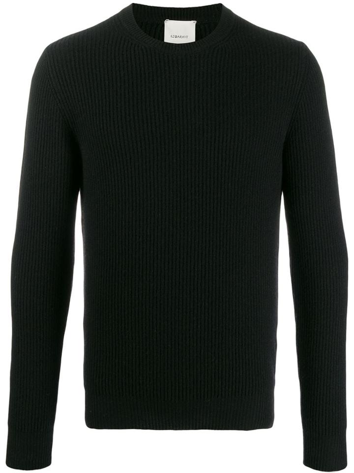 Leqarant Ribbed Crew Neck Sweater - Black