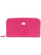 Salvatore Ferragamo Zip Around Logo Wallet - Pink & Purple