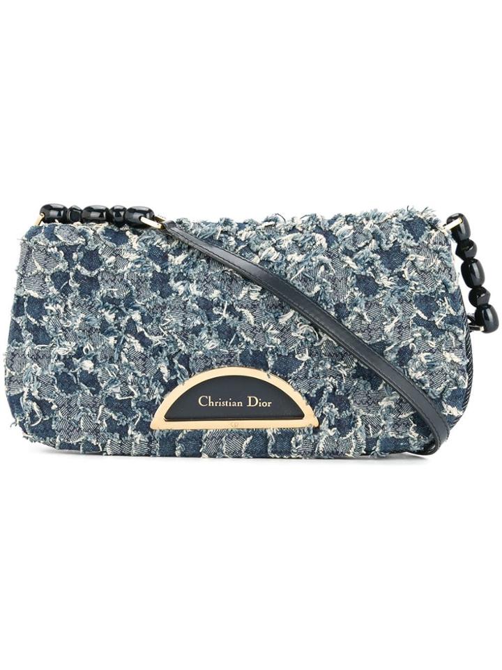 Christian Dior Vintage Textured Denim Malice Baguette - Blue