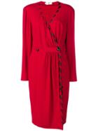 Valentino Vintage V-neck Buttoned Dress - Red