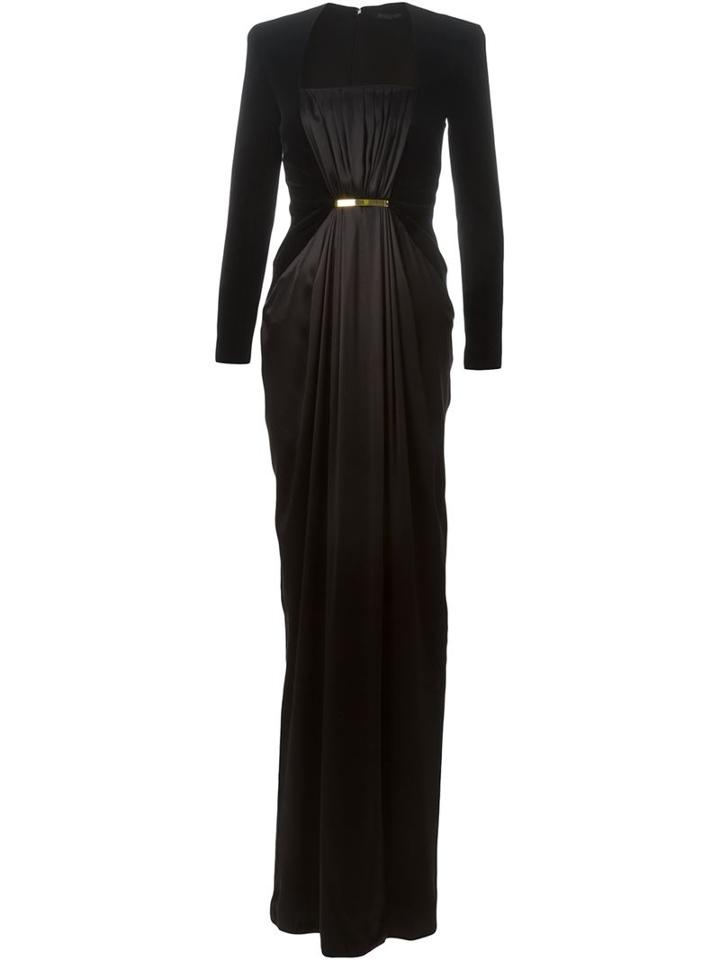 Balmain Draped Dress, Women's, Size: 36, Black, Silk/cotton/brass