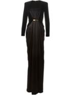 Balmain Draped Dress, Women's, Size: 36, Black, Silk/cotton/brass
