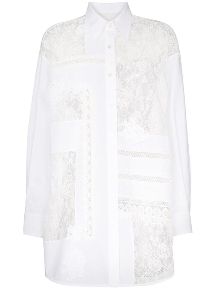 Golden Goose Deluxe Brand Flora Lace Insert Oversized Cotton Shirt -