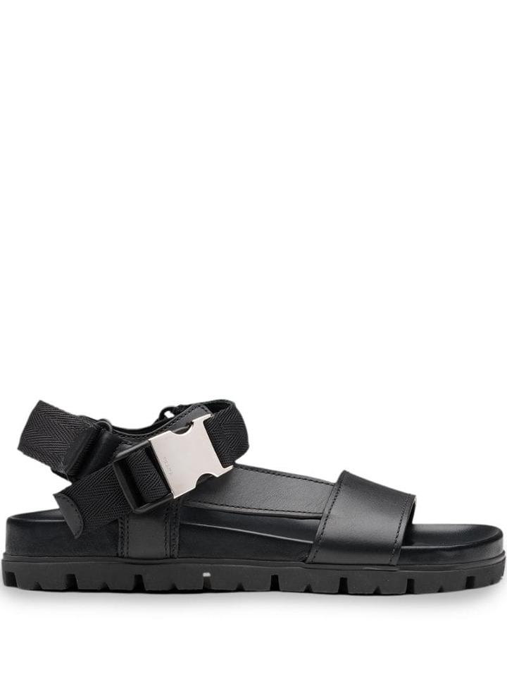 Prada Buckled Flat Sandals - Black