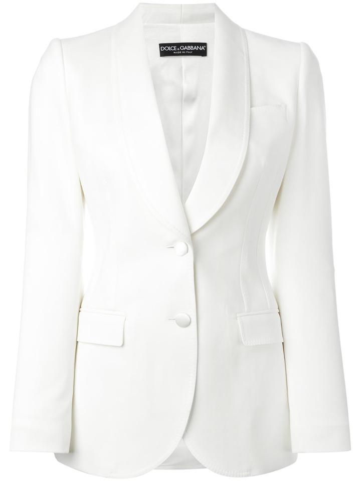 Dolce & Gabbana - Classic Blazer - Women - Silk/polyamide/spandex/elastane/wool - 46, White, Silk/polyamide/spandex/elastane/wool