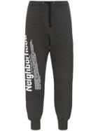 Neighborhood Logo Print Cotton Track Pants - Grey