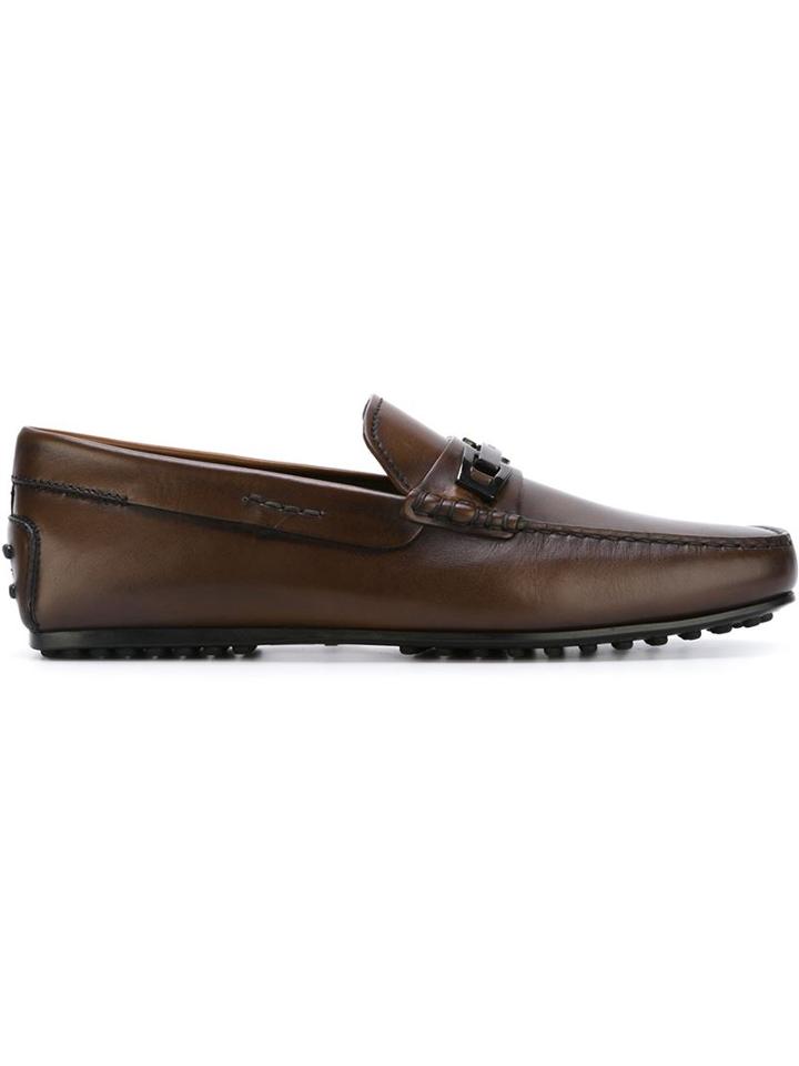 Tod S Gommino Driving Shoes, Men's, Size: 7.5, Brown, Leather/rubber