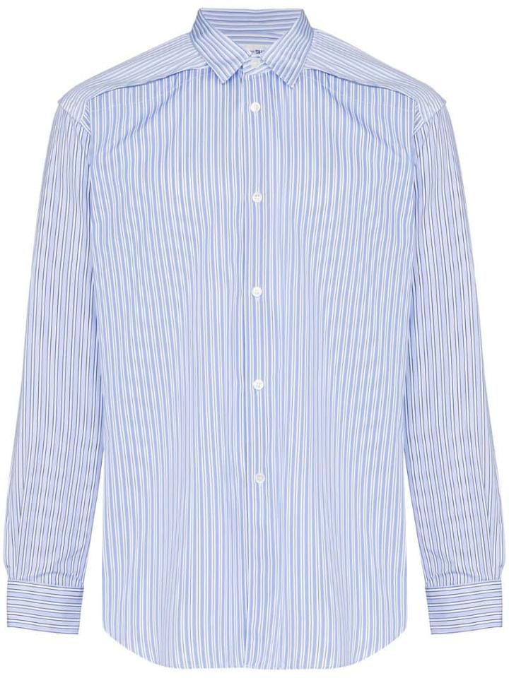 Comme Des Garçons Shirt Shoulder-vent Striped Shirt - Blue