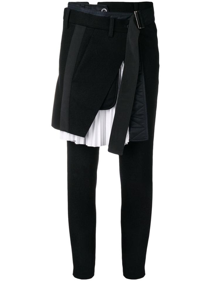 Sacai Contrast Slim-fit Trousers - Black
