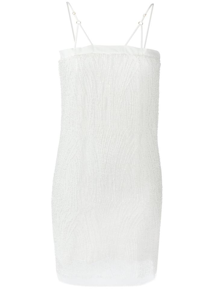 Yes Master Embellished Slip Dress, Women's, Size: Medium, White, Silk/spandex/elastane