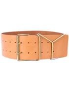 Y / Project - 'y' Buckle Belt - Women - Calf Leather - 90, Nude/neutrals, Calf Leather