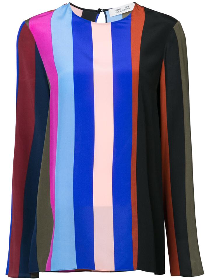Dvf Diane Von Furstenberg Carson Stripe Longsleeved Blouse -
