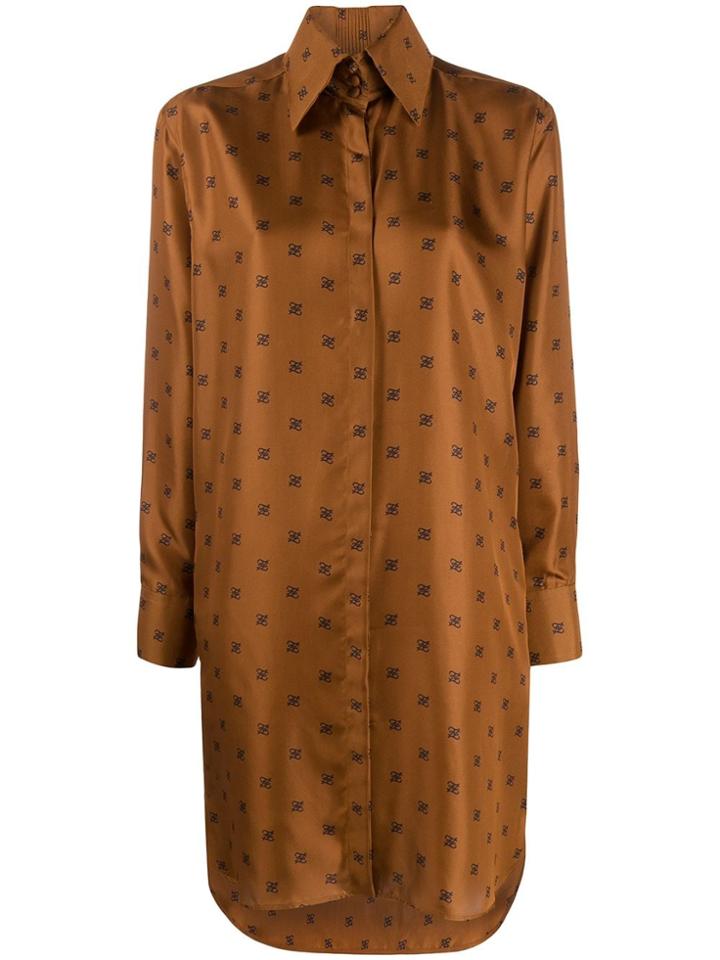 Fendi Ff Monogram Shirt Dress - Brown