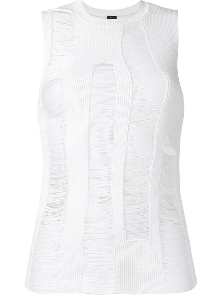 Joseph Fringed Tank Top - White