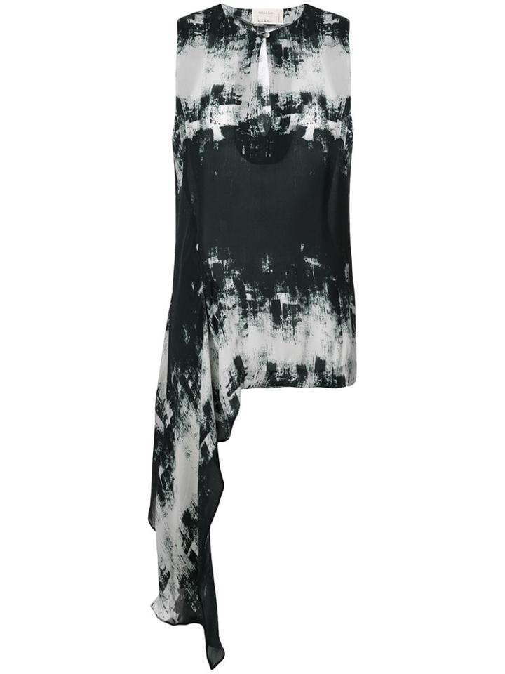 Nicole Miller Brushed Asymmetric Tank Top - Black