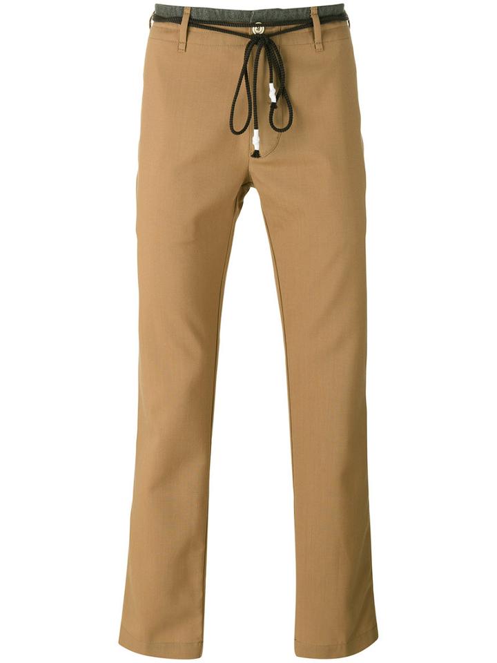 Pence - Rope Belt Trousers - Men - Virgin Wool - 46, Brown, Virgin Wool