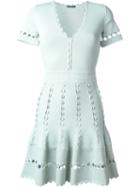 Alexander Mcqueen Wavy Knit Short Dress, Women's, Size: S, Blue, Viscose/polyester