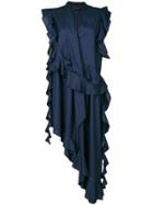 Erika Cavallini Ruffled Asymmetric Dress - Blue