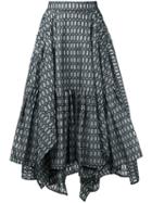 Maticevski - Geometric Print Ruffled Skirt - Women - Silk - 8, Black, Silk